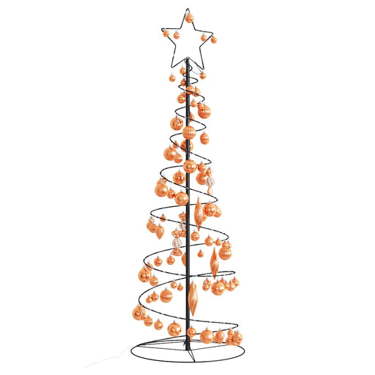 vidaXL Weihnachtsbaum Kegelform mit Kugeln 100 LEDs Warmweiß 150 cm