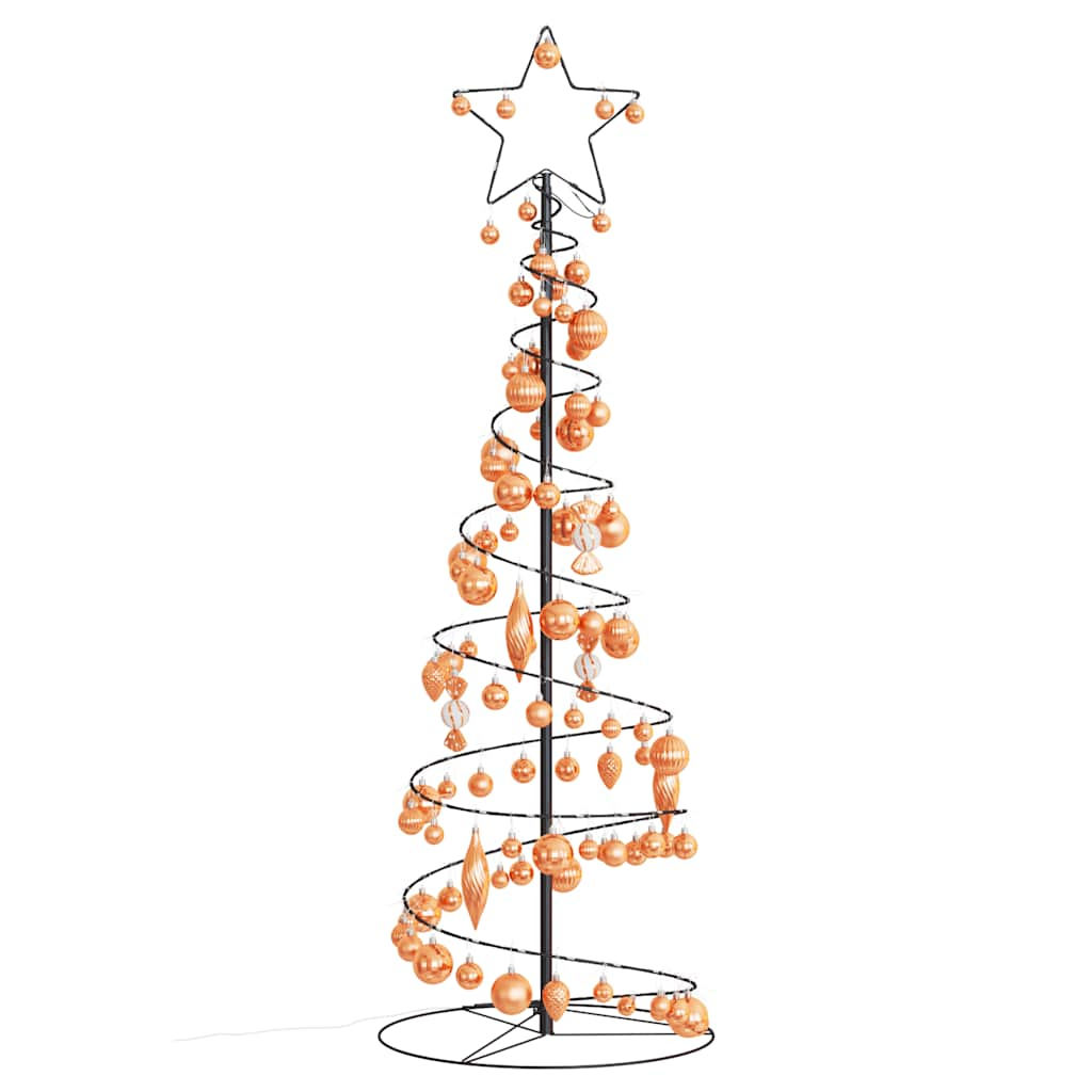 vidaXL Weihnachtsbaum Kegelform mit Kugeln 100 LEDs Warmweiß 150 cm