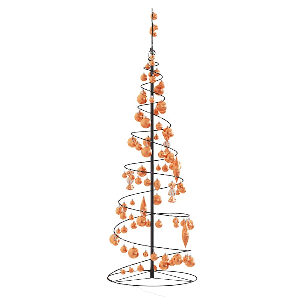 vidaXL Weihnachtsbaum Kegelform mit Kugeln 100 LEDs Warmweiß 150 cm