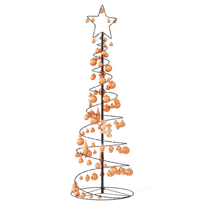 vidaXL Weihnachtsbaum Kegelform mit Kugeln 100 LEDs Warmweiß 150 cm