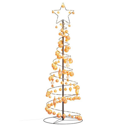 vidaXL Weihnachtsbaum Kegelform mit Kugeln 100 LEDs Warmweiß 150 cm