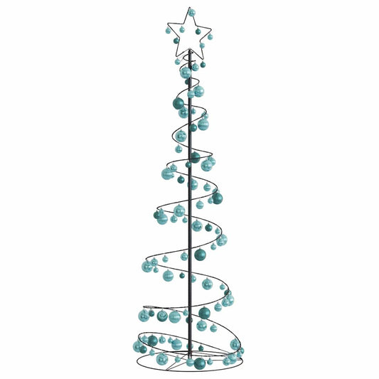 vidaXL Weihnachtsbaum Kegelform mit Kugeln 120 LEDs Warmweiß 180 cm