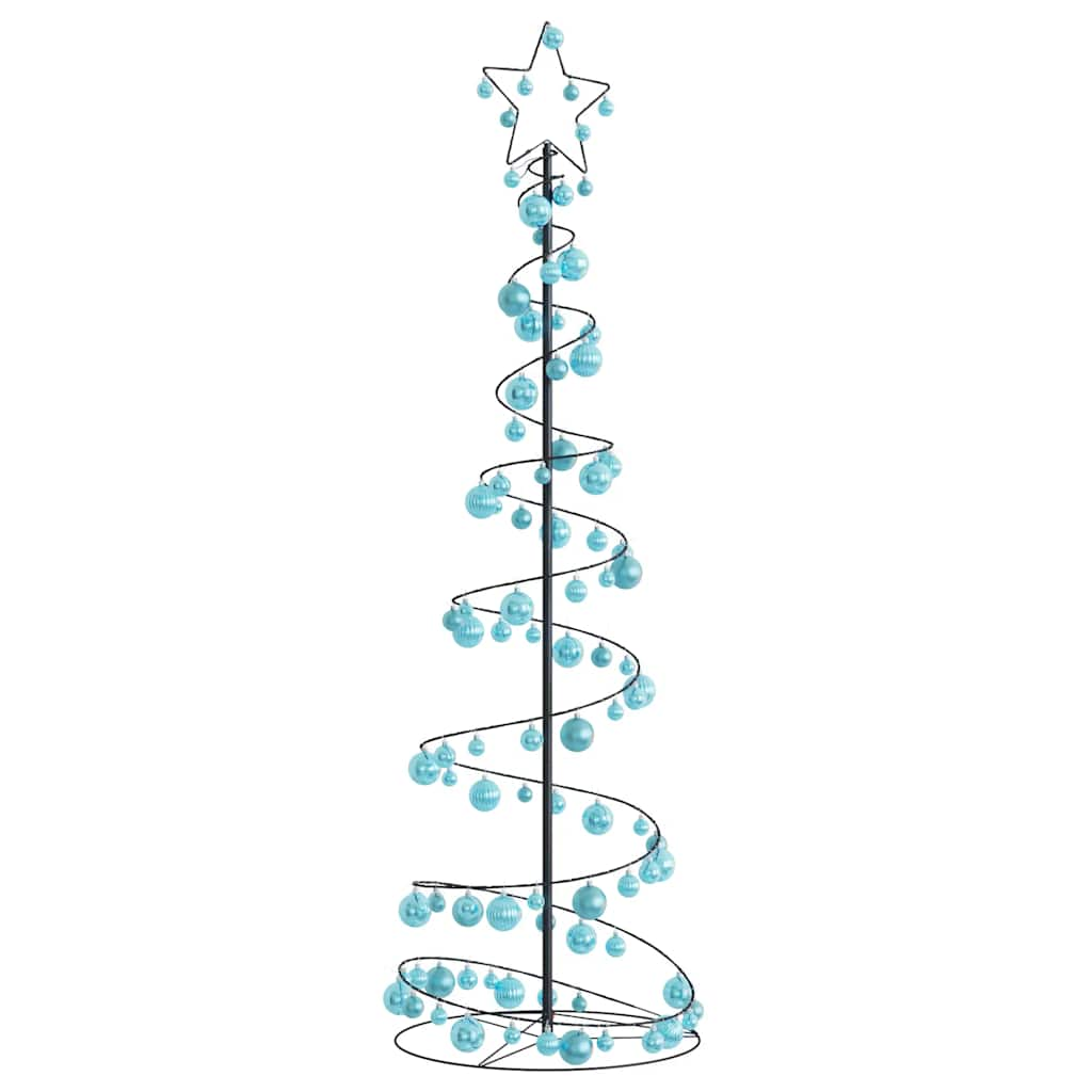 vidaXL Weihnachtsbaum Kegelform mit Kugeln 120 LEDs Warmweiß 180 cm