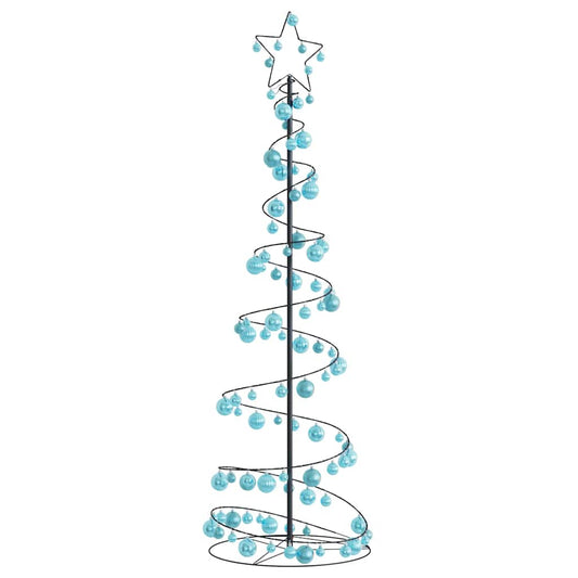 vidaXL Weihnachtsbaum Kegelform mit Kugeln 120 LEDs Warmweiß 180 cm