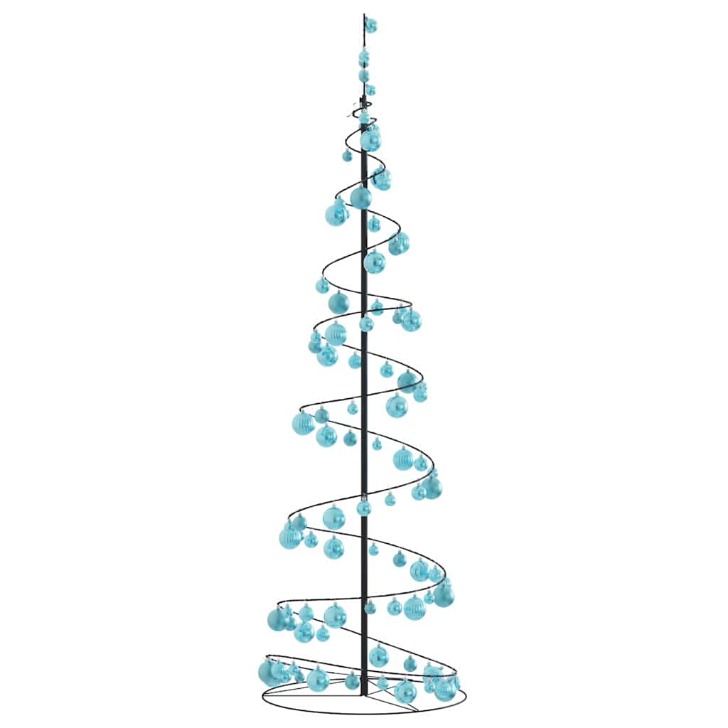 vidaXL Weihnachtsbaum Kegelform mit Kugeln 120 LEDs Warmweiß 180 cm