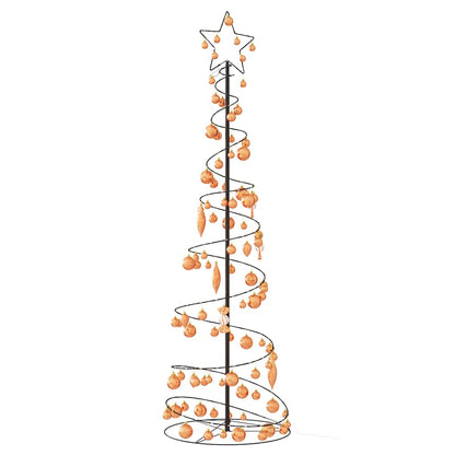 vidaXL Weihnachtsbaum Kegelform mit Kugeln 120 LEDs Warmweiß 180 cm