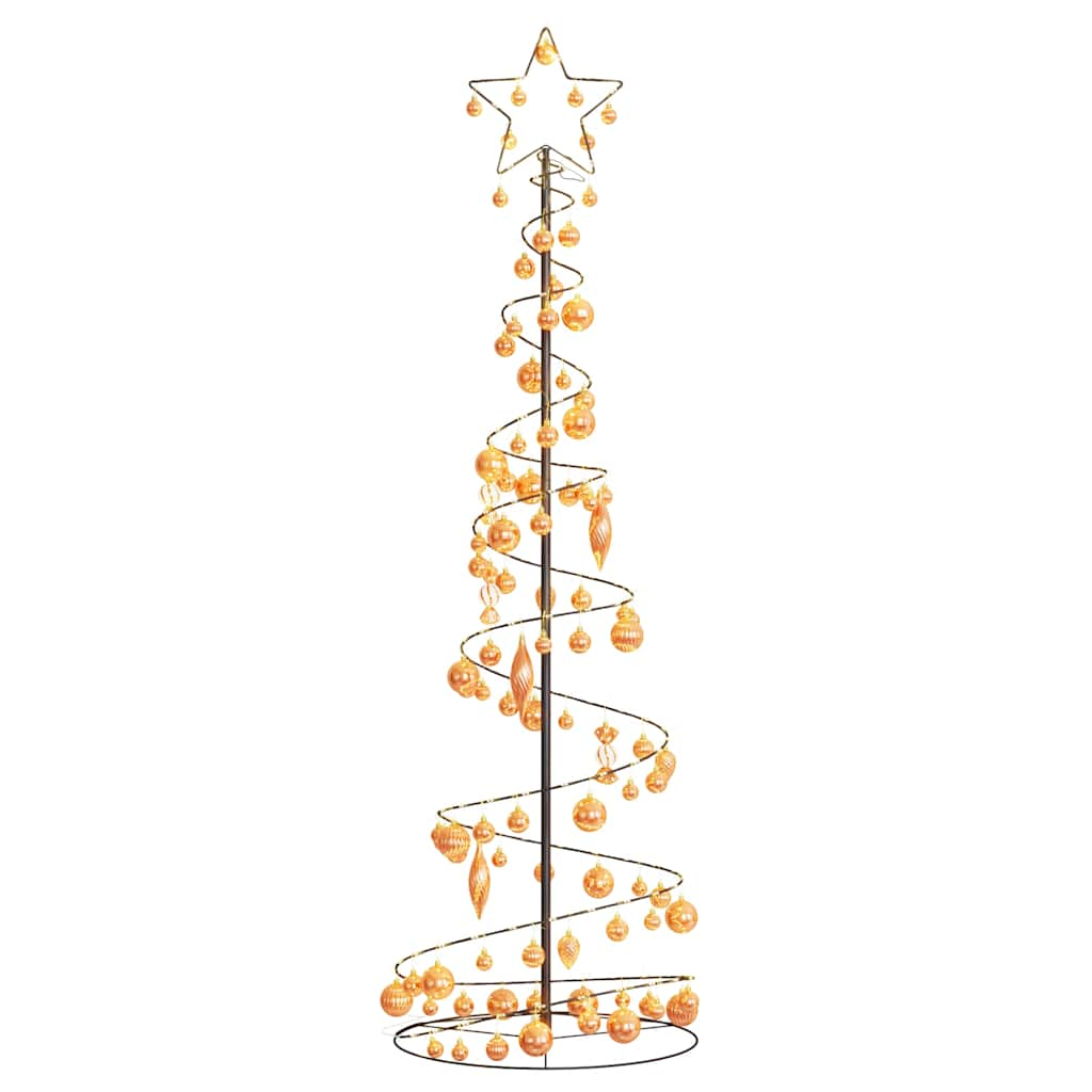 vidaXL Weihnachtsbaum Kegelform mit Kugeln 120 LEDs Warmweiß 180 cm