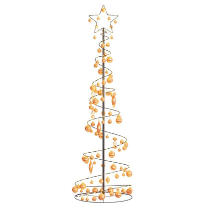 vidaXL Weihnachtsbaum Kegelform mit Kugeln 120 LEDs Warmweiß 180 cm