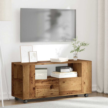 TV-Schrank mit Rollen Altholz-Optik 102x34,5x43cm Holzwerkstoff