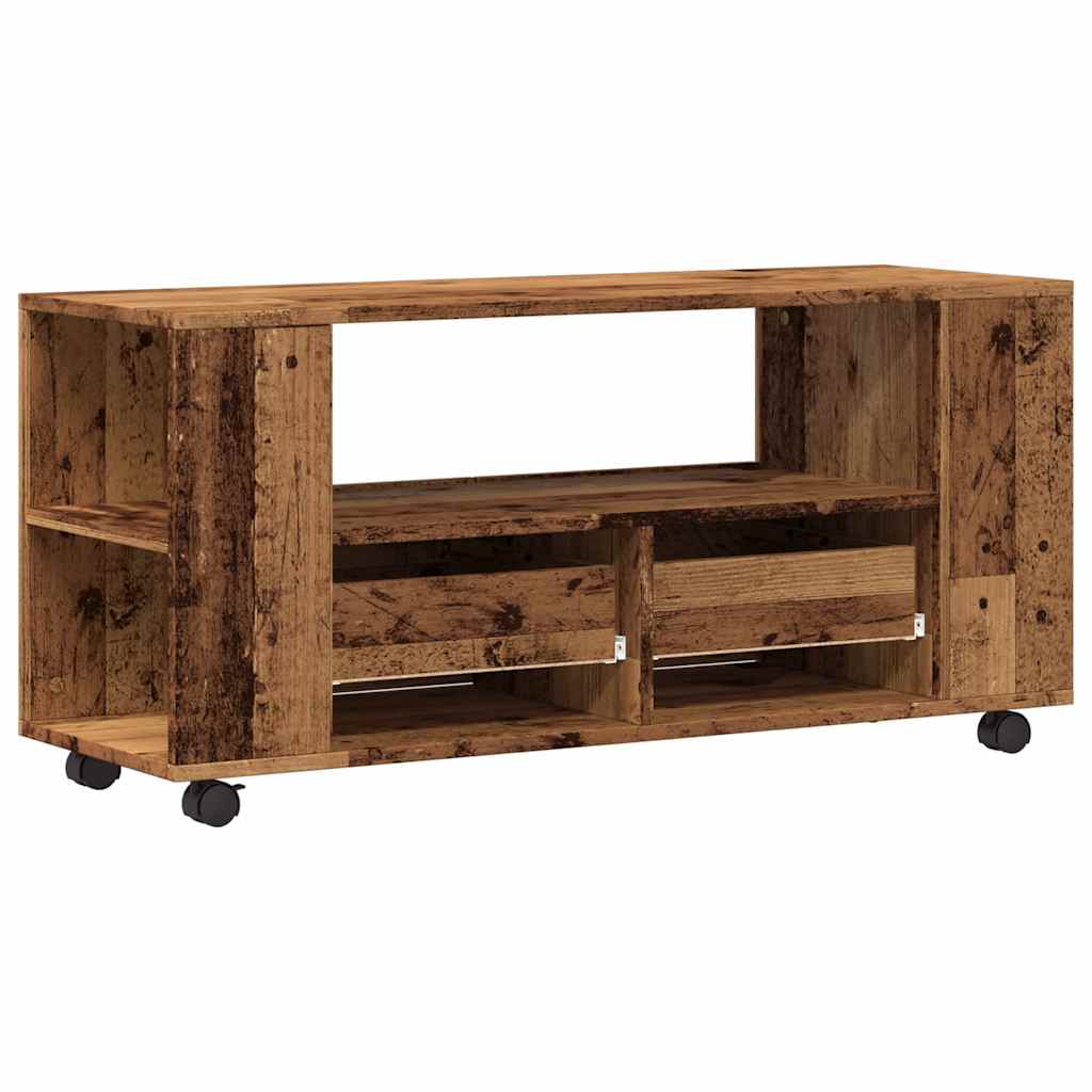 TV-Schrank mit Rollen Altholz-Optik 102x34,5x43cm Holzwerkstoff