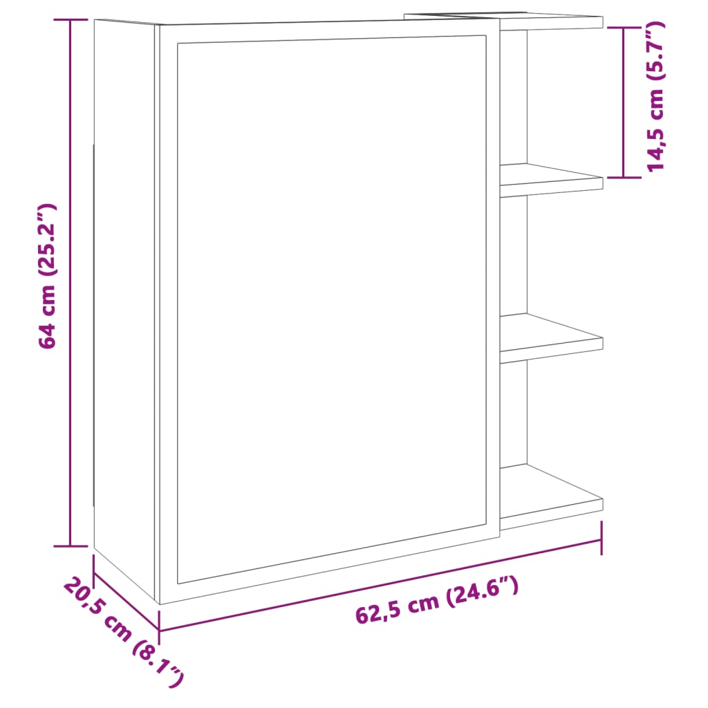 Spiegelschrank Altholz-Optik 62,5x20,5x64 cm Holzwerkstoff