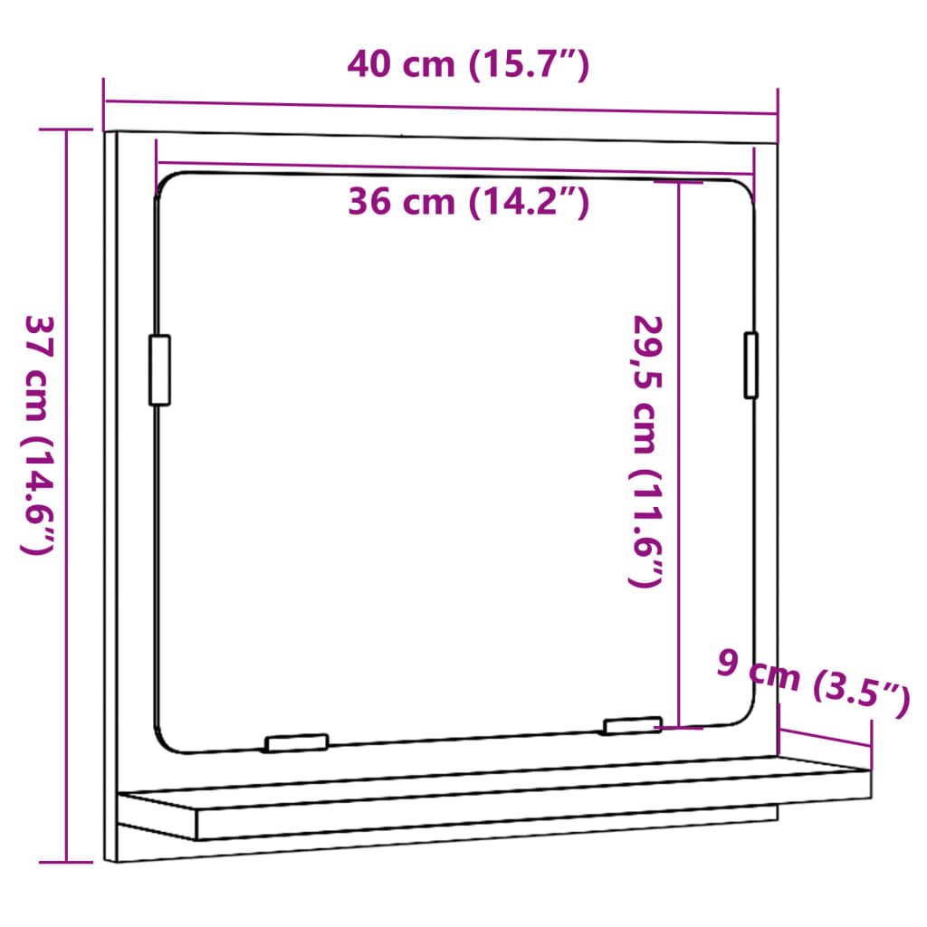 Badspiegel mit Ablage Altholz-Optik 40x11x37 cm Holzwerkstoff