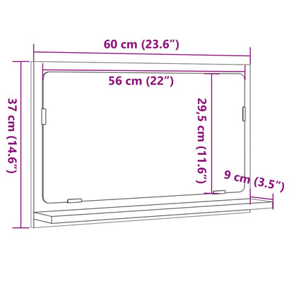 Badspiegel mit Ablage Altholz-Optik 60x11x37 cm Holzwerkstoff