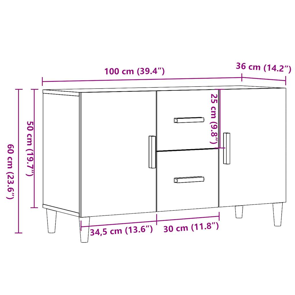 Sideboard Altholz-Optik 100x36x60 cm Holzwerkstoff