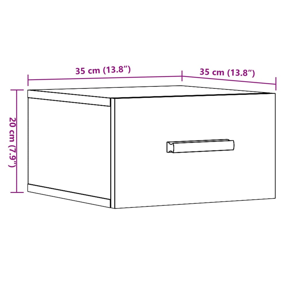 Wand-Nachttische 2 Stk. Altholz-Optik 35x35x20 cm