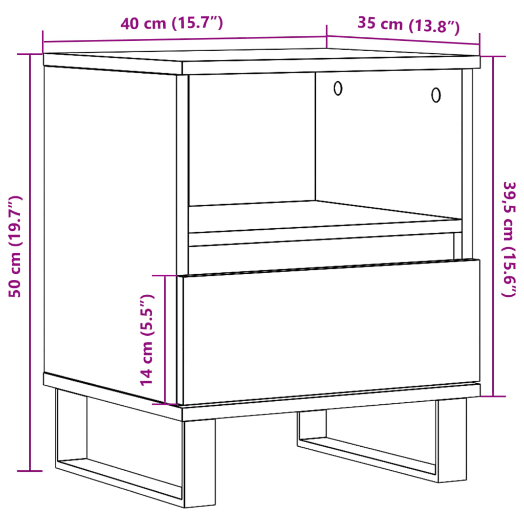 Nachttisch Altholz-Optik 40x35x50 cm Holzwerkstoff