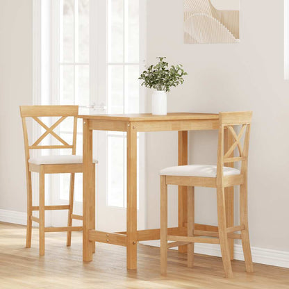 Barhocker mit Kissen 2 Stk. Natur Massivholz Gummibaum