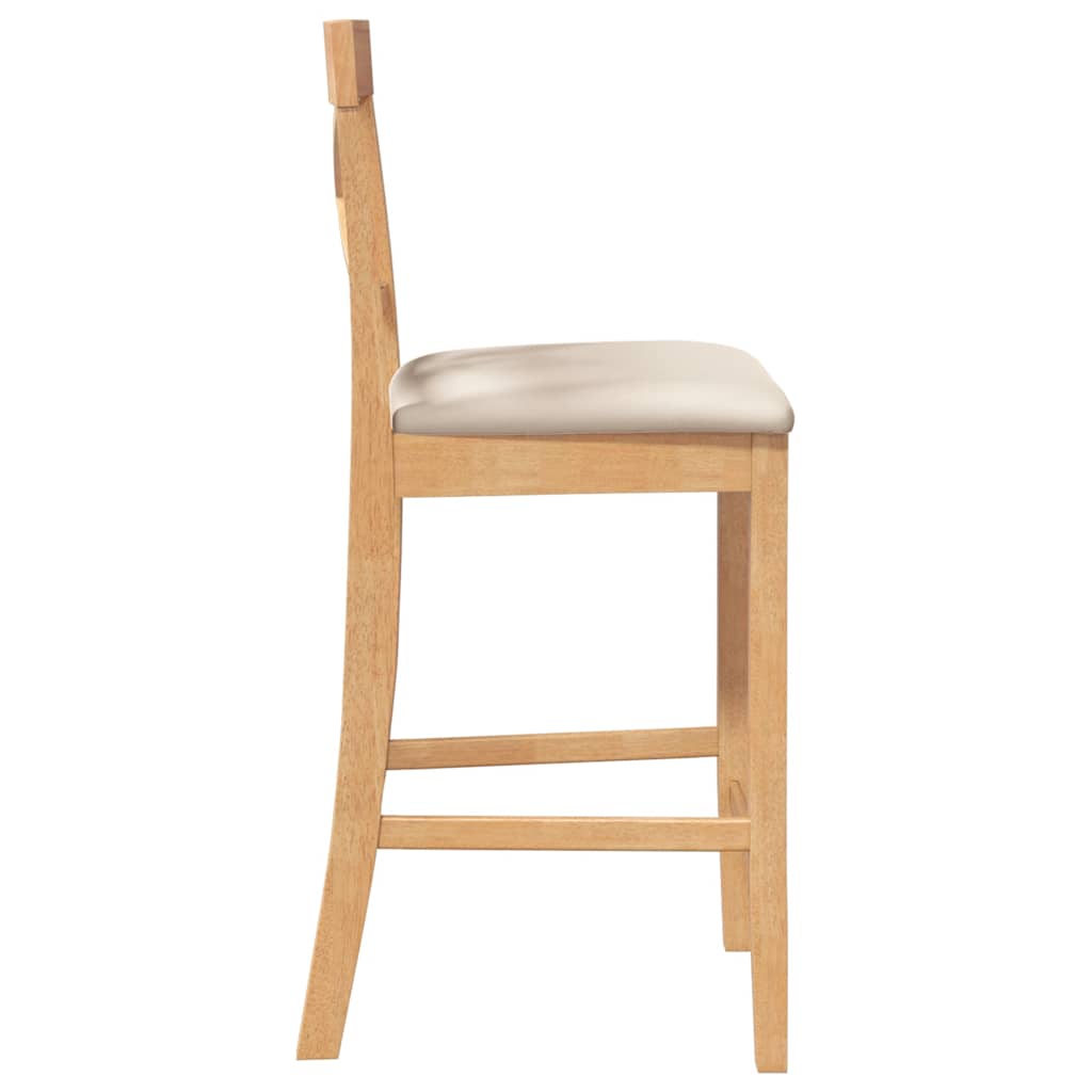 Barhocker mit Kissen 2 Stk. Natur Massivholz Gummibaum