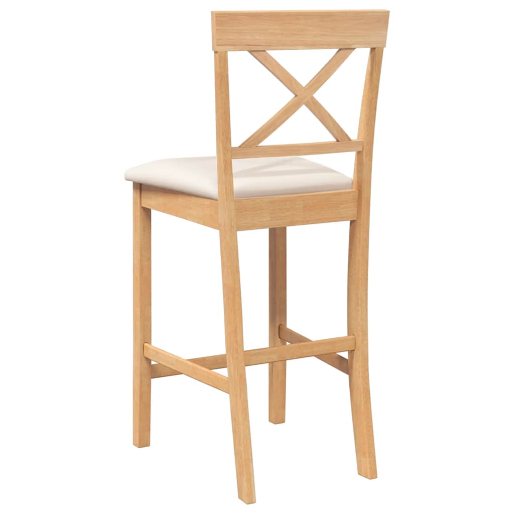 Barhocker mit Kissen 2 Stk. Natur Massivholz Gummibaum