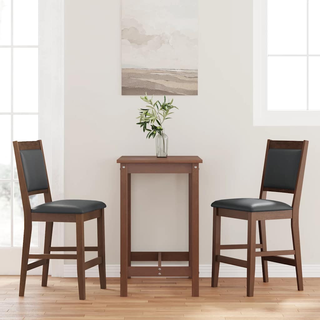Barhocker mit Kissen 2 Stk. Braun Massivholz Gummibaum
