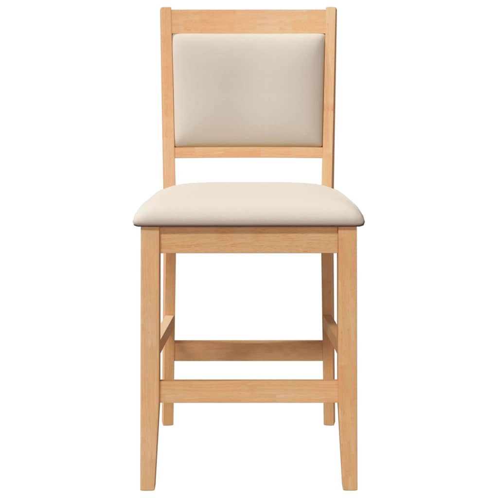 Barhocker mit Kissen 2 Stk. Natur Massivholz Gummibaum