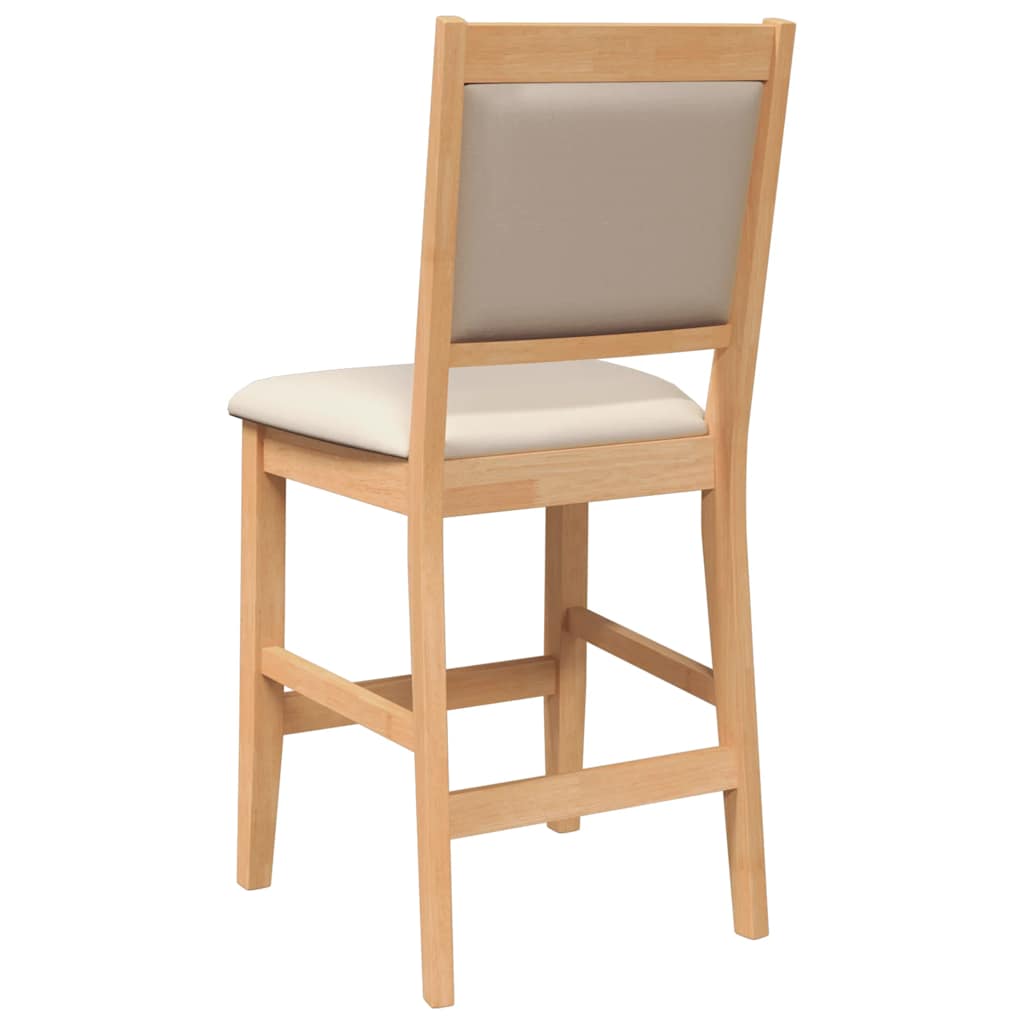 Barhocker mit Kissen 2 Stk. Natur Massivholz Gummibaum