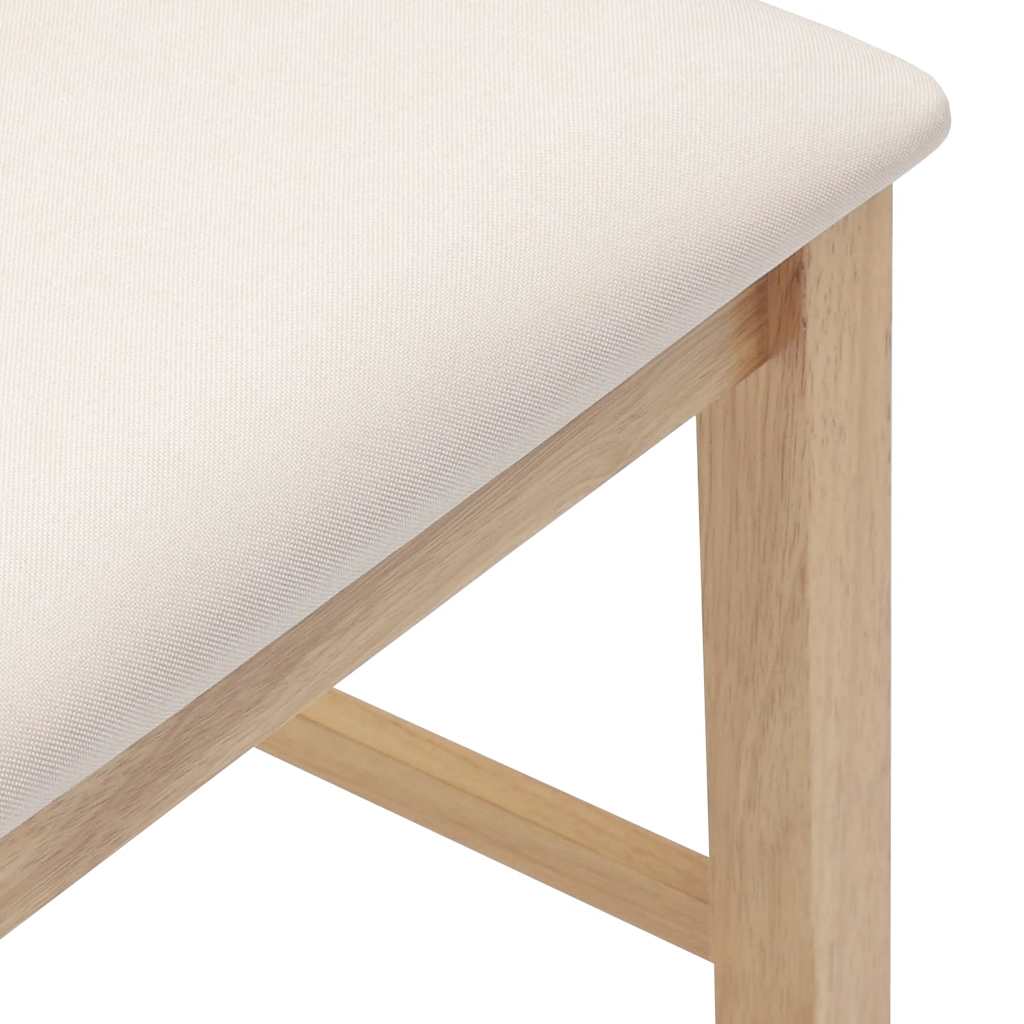 Barhocker mit Kissen 2 Stk. Natur Massivholz Gummibaum