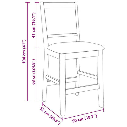 Barhocker mit Kissen 2 Stk. Natur Massivholz Gummibaum