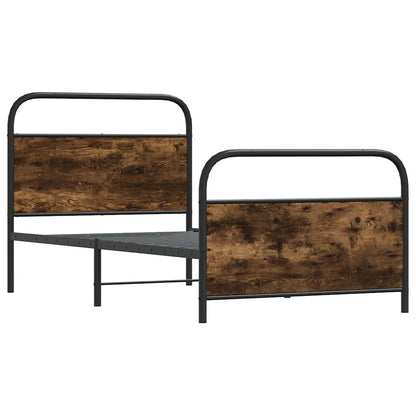 Bettgestell ohne Matratze 100x190 cm Räuchereiche Holzwerkstoff