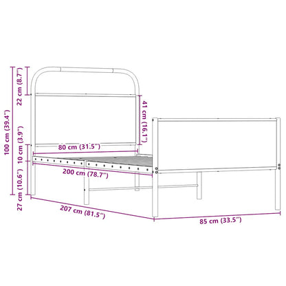 Bettgestell ohne Matratze 80x200 cm Sonoma-Eiche Holzwerkstoff