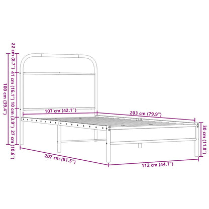 Bettgestell ohne Matratze 107x203 cm Braun Eichen-Optik