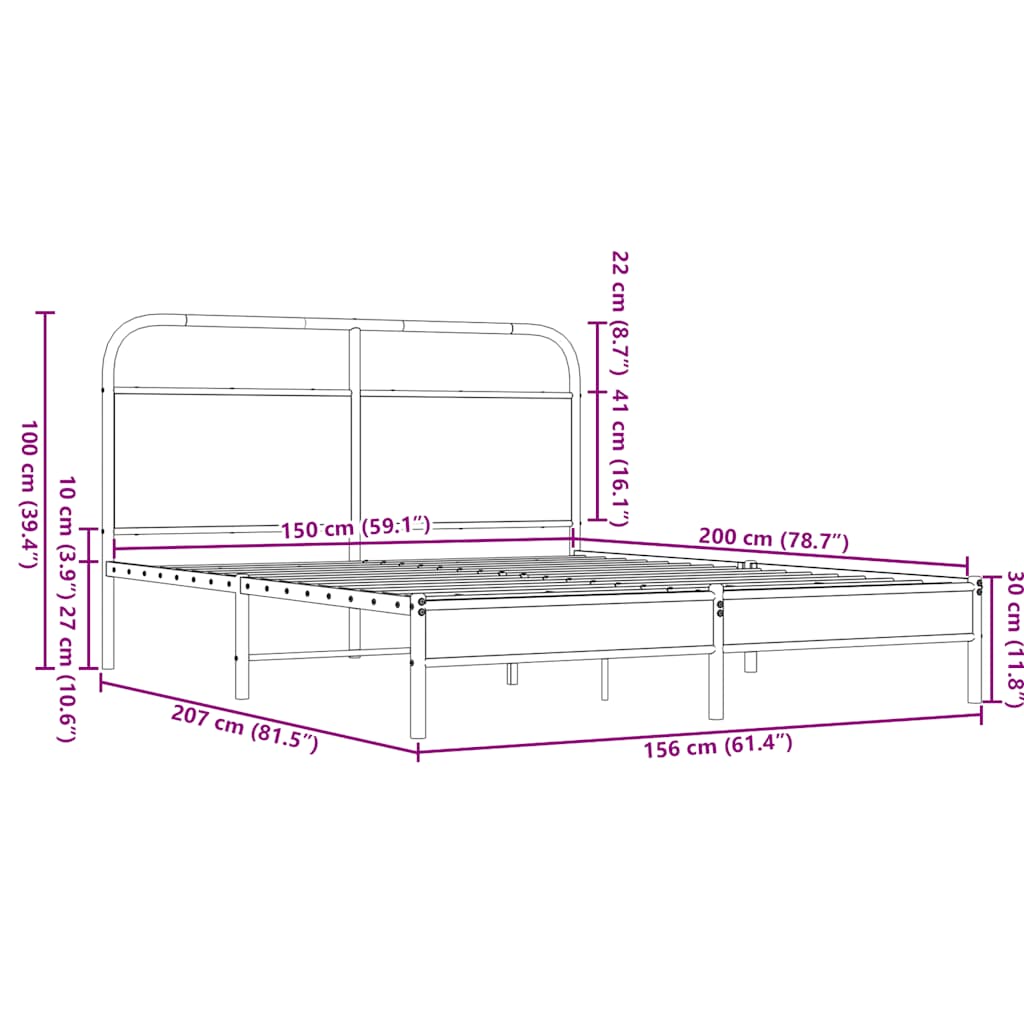 Bettgestell ohne Matratze 150x200 cm Braun Eichen-Optik