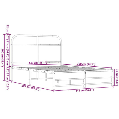 Bettgestell ohne Matratze 140x200 cm Braun Eichen-Optik