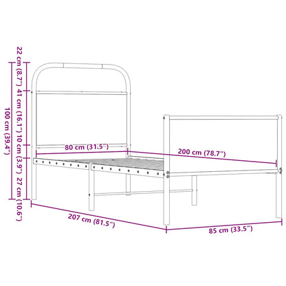 Bettgestell ohne Matratze 80x200 cm Braun Eichen-Optik