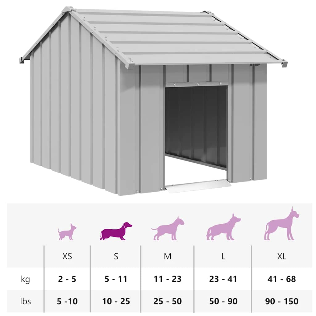 Hundehütte mit Dach 83x130x85 cm Verzinkter Stahl