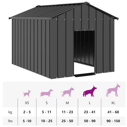 Hundehütte mit Dach 113x153x101 cm Verzinkter Stahl