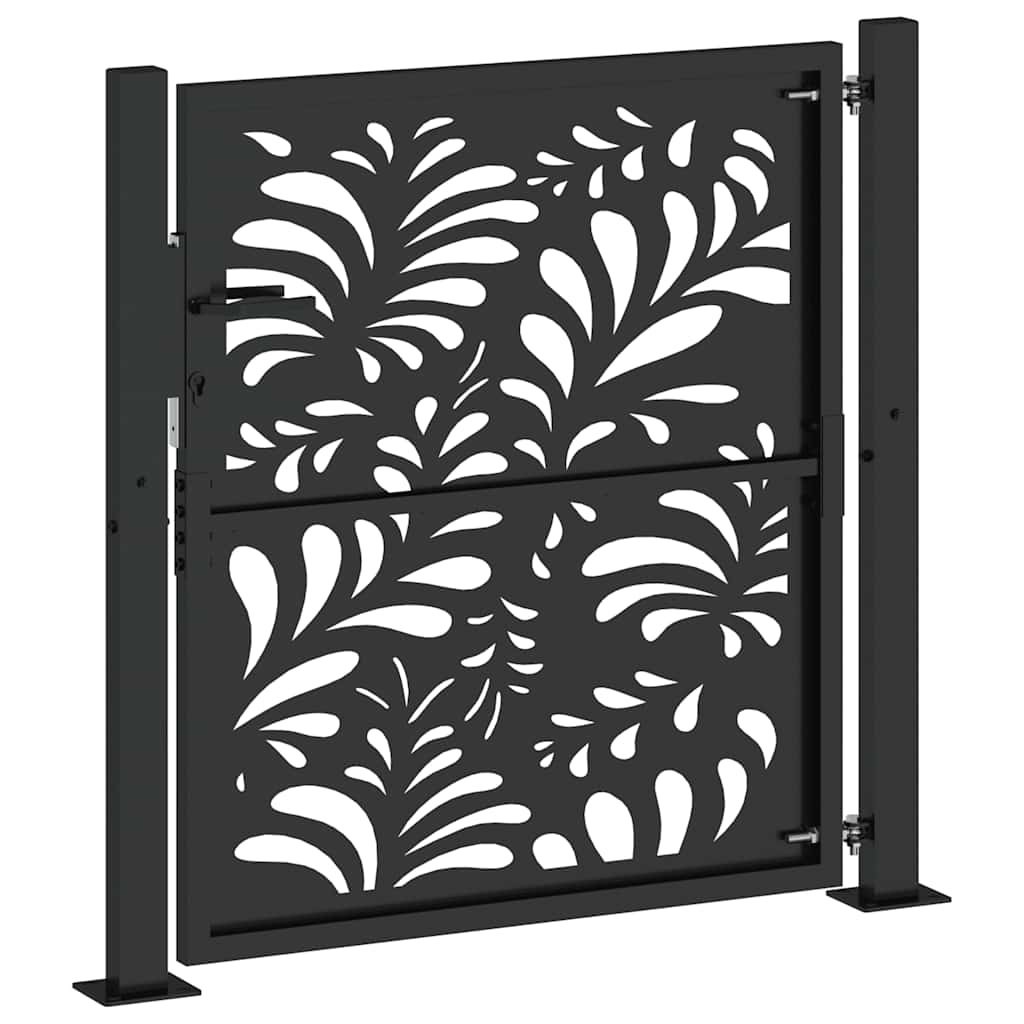 Gartentor Schwarz 105x106 cm Stahl Wellen-Design