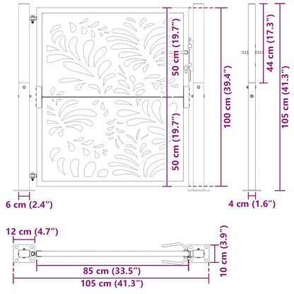 Gartentor Schwarz 105x106 cm Stahl Wellen-Design