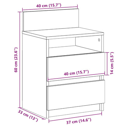 Nachttisch mit 2 Schubladen Altholz-Optik 40x33x60 cm