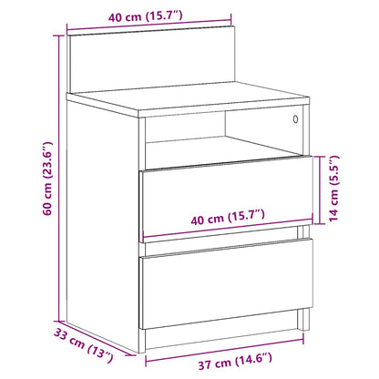 Nachttische 2 Stk. mit 2 Schubladen Altholz-Optik 40x33x60 cm