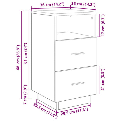 Nachttische 2 Stk. mit 2 Schubladen Altholz-Optik 36x36x68 cm