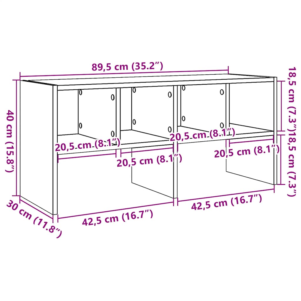 Schuhregal Stapelbar Altholz-Optik 89,5x30x40 cm