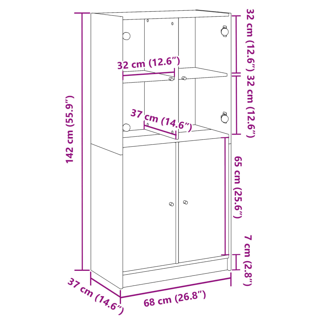 Highboard mit Türen Altholz-Optik 68x37x142 cm Holzwerkstoff