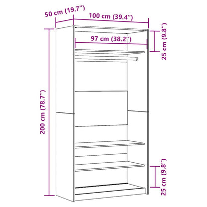 Kleiderschrank Altholz-Optik 100x50x200 cm Holzwerkstoff