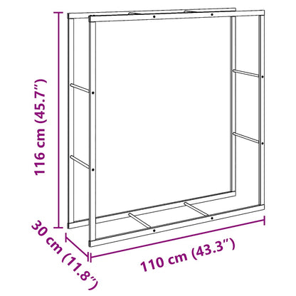 Brennholzregal Schwarz 110x30x116 cm Stahl