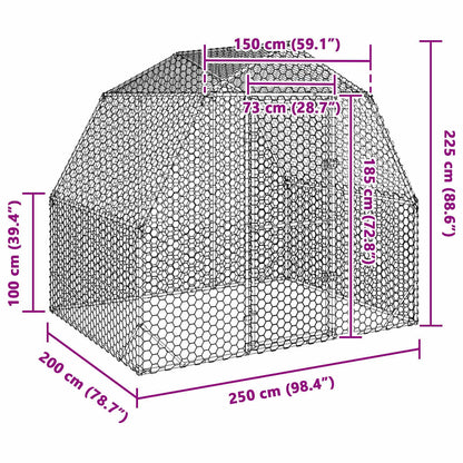 Hühnerstall 2,5x2x2,25 m Verzinkter Stahl