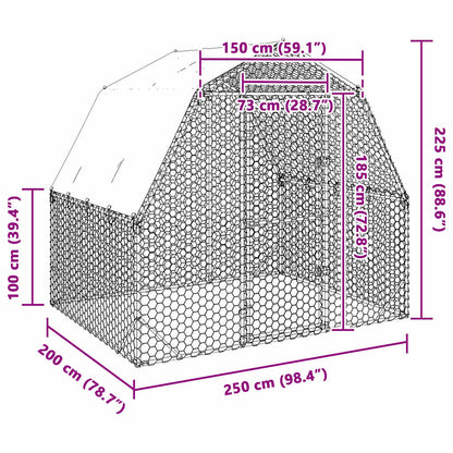 Hühnerstall mit Dach 2,5x2x2,25 m Verzinkter Stahl