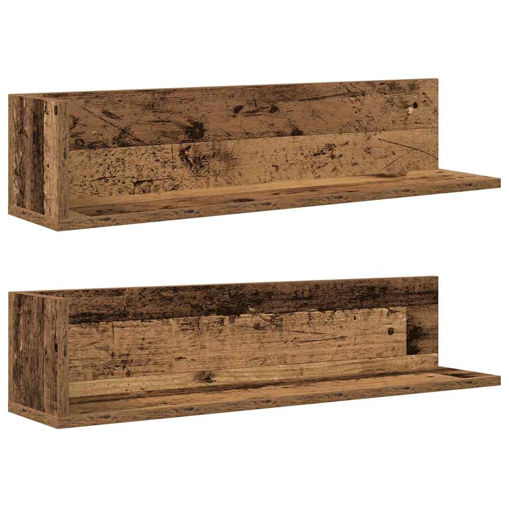 Wandregale 2 Stk. Altholz-Optik 75x16,5x16,5 cm Holzwerkstoff