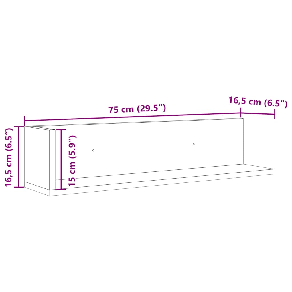 Wandregale 2 Stk. Altholz-Optik 75x16,5x16,5 cm Holzwerkstoff