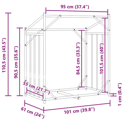 Brennholzregal mit Regenschutz 101x61x110,5 cm Verzinkter Stahl